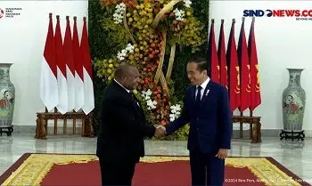 presiden jokowi terima kunjungan pm papua nugini james marape di istana bogor rou