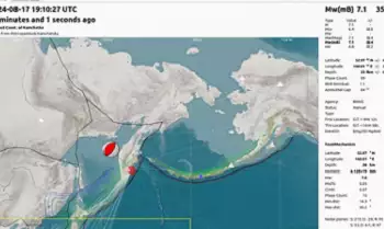 Peta pusat gempa bumi di Kamchatka, Rusia yang berkekuatan 7,0 magnitudo dan telah dimutakhirkan menjadi Mw7,1, Minggu (18/8/2024)