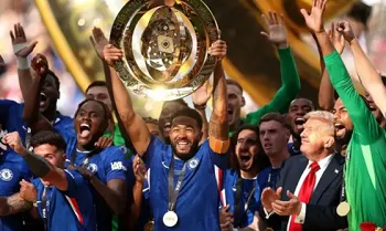 Pemain Chelsea merayakan keberhasilan mereka menjadi juara Piala Dunia Antarklub FIFA 2025